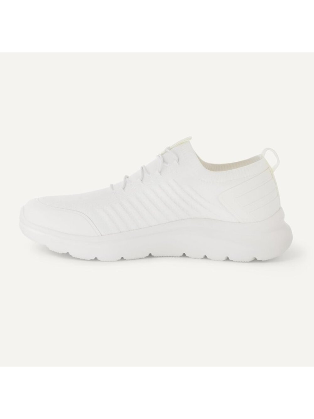 Men's White Lightweight Knit Breathable Casual Daily Walking Sneaker Shoes - Picture 4 of 6